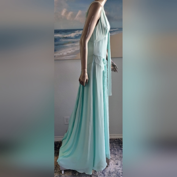◇$3,000 CAROLINA HERRERA MINT SILK RUNWAY GOWN US 12 - Picture 4 of 9